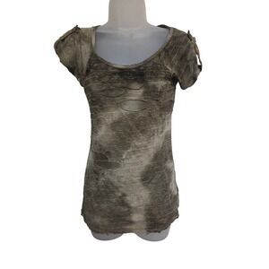 Vintage Y2K Layered with Love‎ Distressed Cutout Embellished Short T-Shirt Top